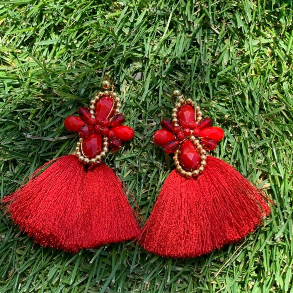 Tassel earrings, aretes artesanales made in Mexico